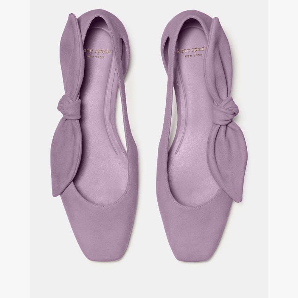 Kate Spade Bunnie Suede Flats Lavender Slingback Bow Ballet Shoes Size 8 - Picture 4 of 6